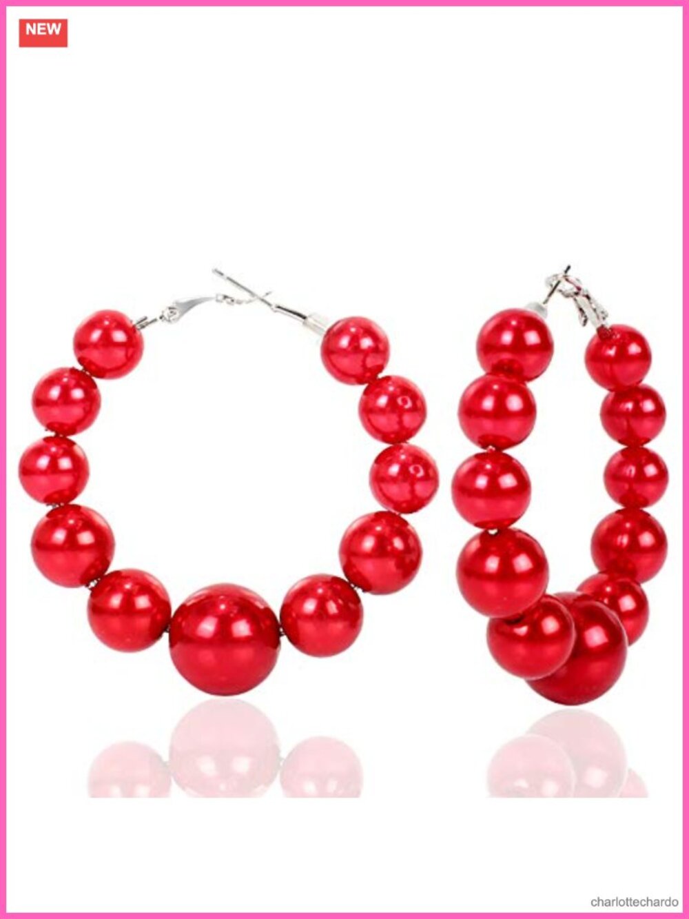 Simulated Pearl Hoop Earrings Hypoallergenic Handmade Statement
